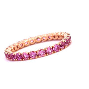 SPARK CREATIONS 18K Rose Gold Pink Sapphire Eternity Band